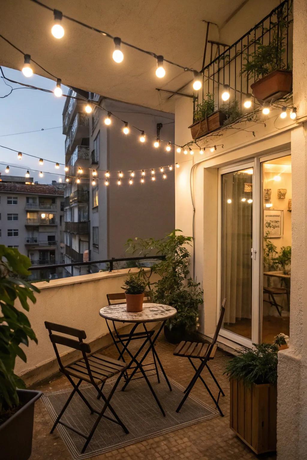 String lights compose an enchanting nocturnal atmosphere.