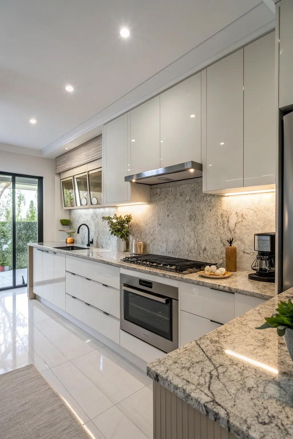 Clean lines and modern minimalism enhance granite countertops.