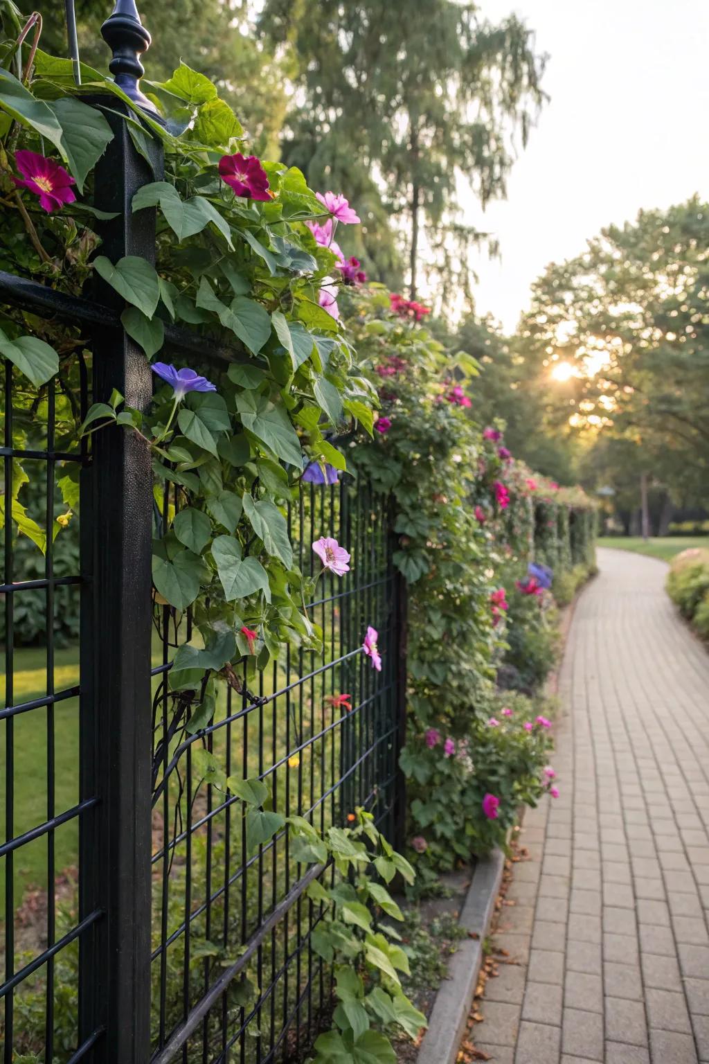 Turn your black wire fence into a vibrant vertical garden.