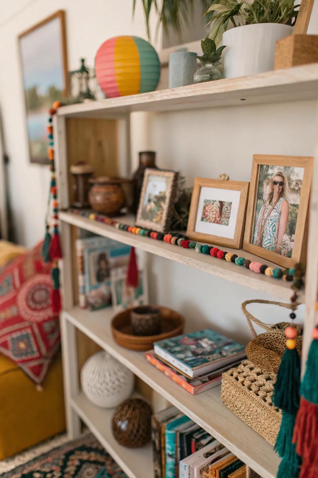 Personalize your display shelves through meaningful artifacts.