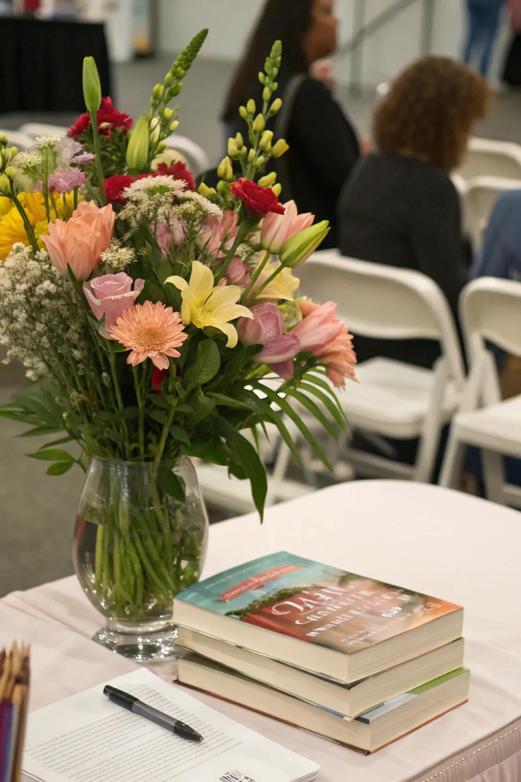 Flowers add color and elegance.