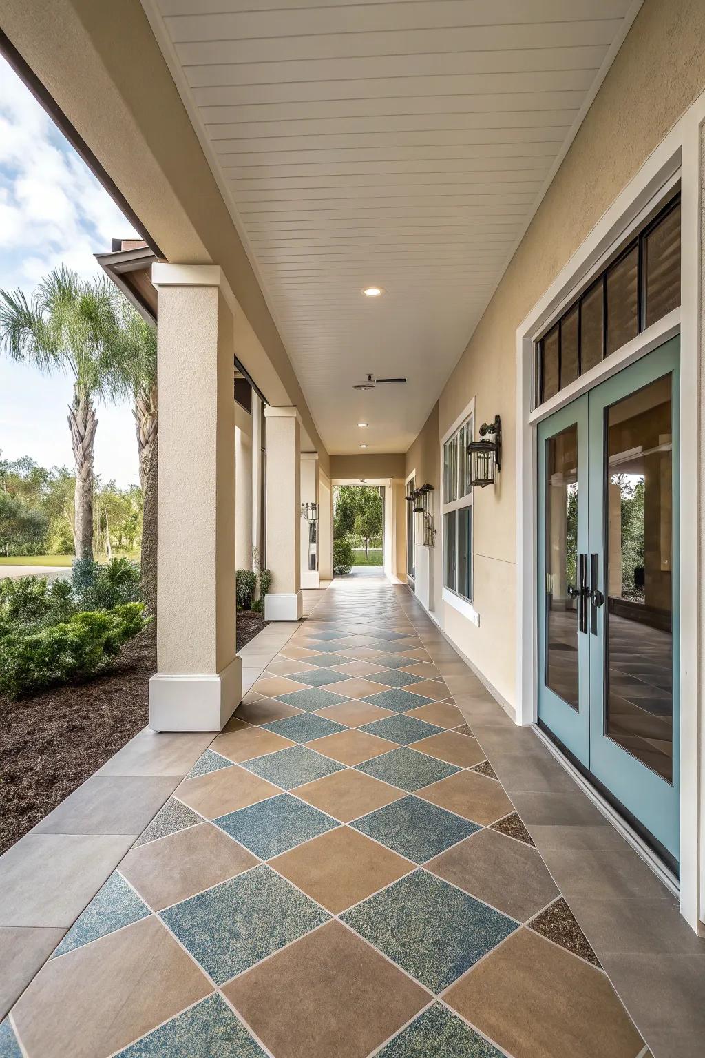 A breezeway that seamlessly blends indoor and outdoor spaces, extending the living area.