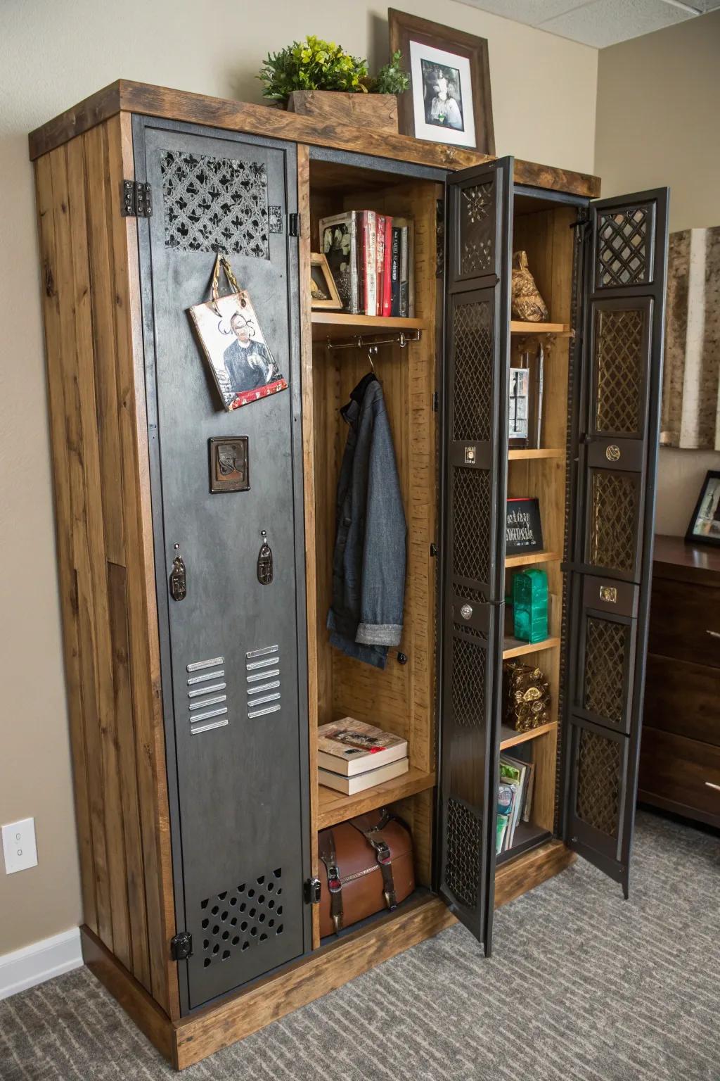 DIY built-in lockers with personalized charm.