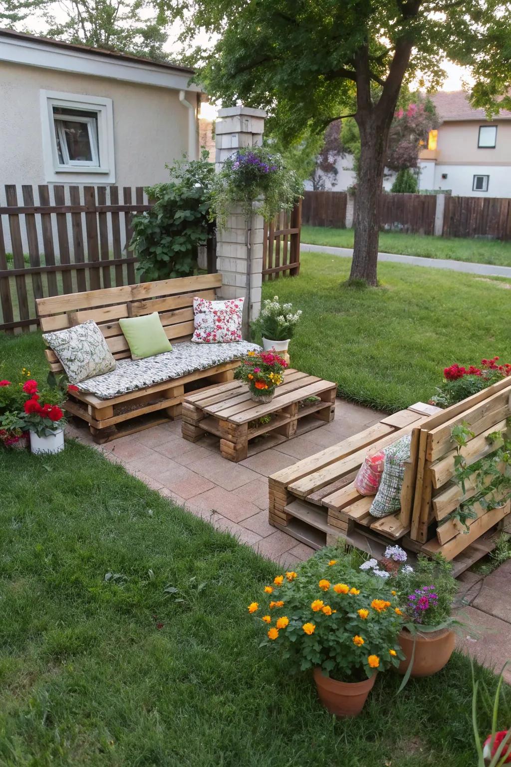 A cozy seating area encourages you to savor your outdoor setting.