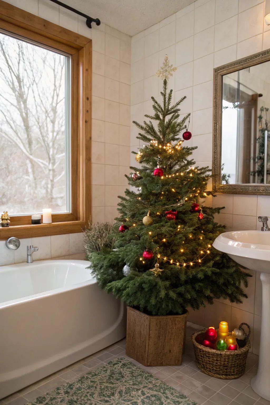 An unexpected festive touch in the bathroom.