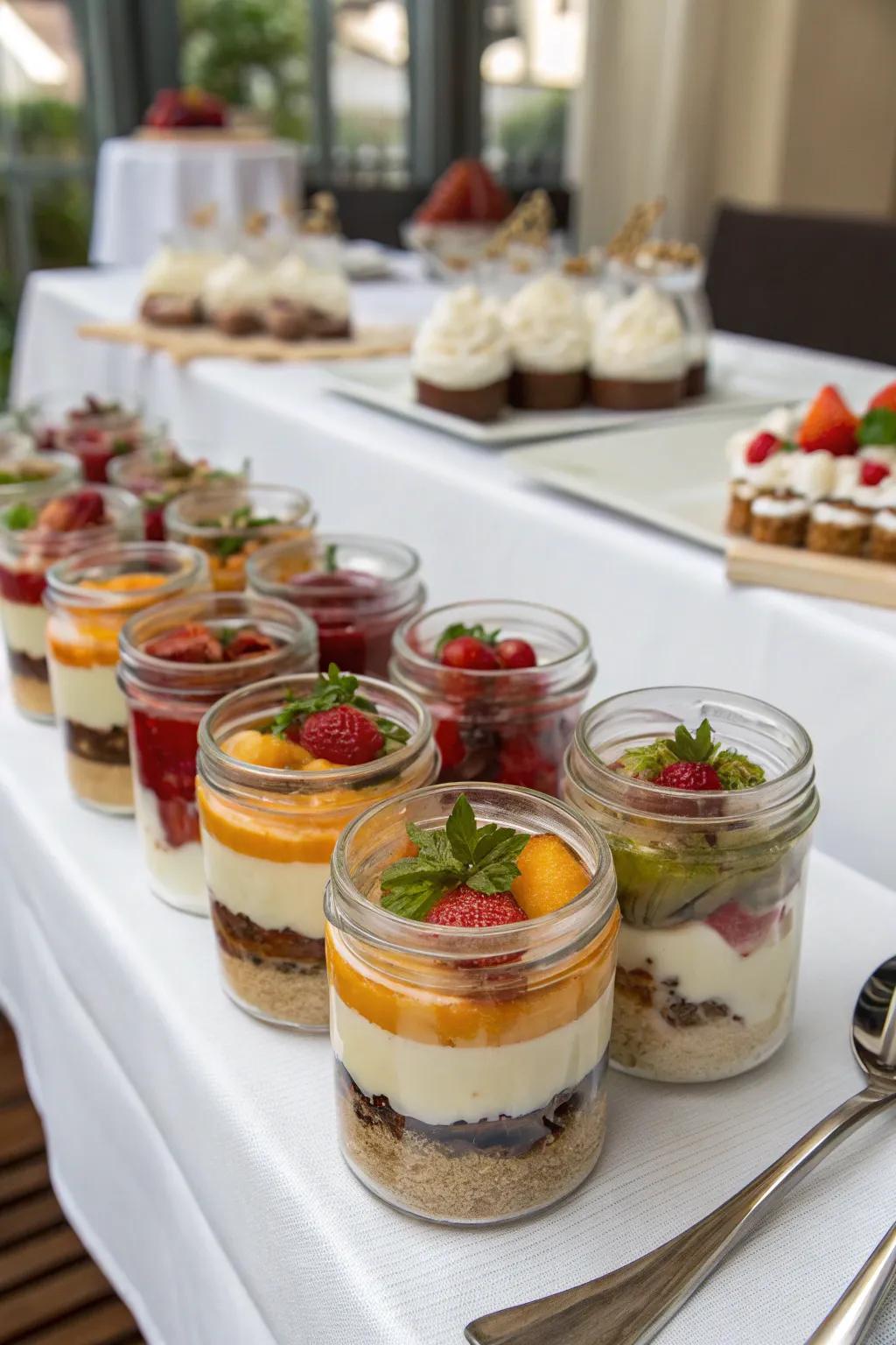 Personalized mini dessert jars that charm guests.