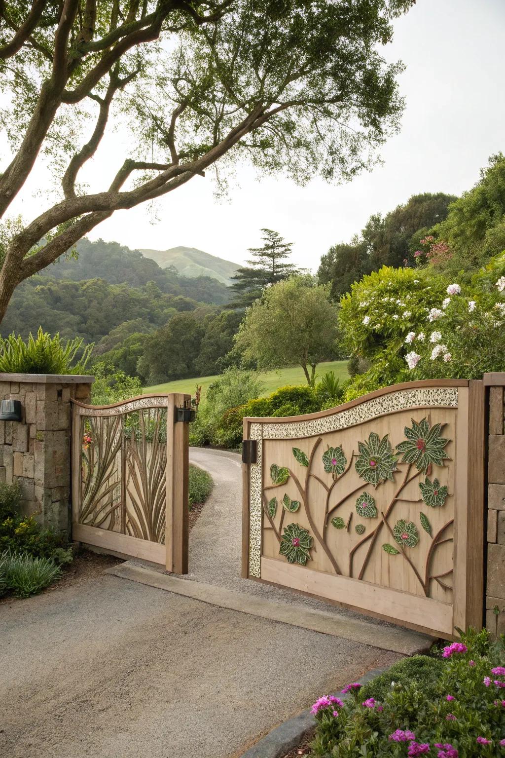 A nature-inspired gate that beautifully integrates with its surroundings.