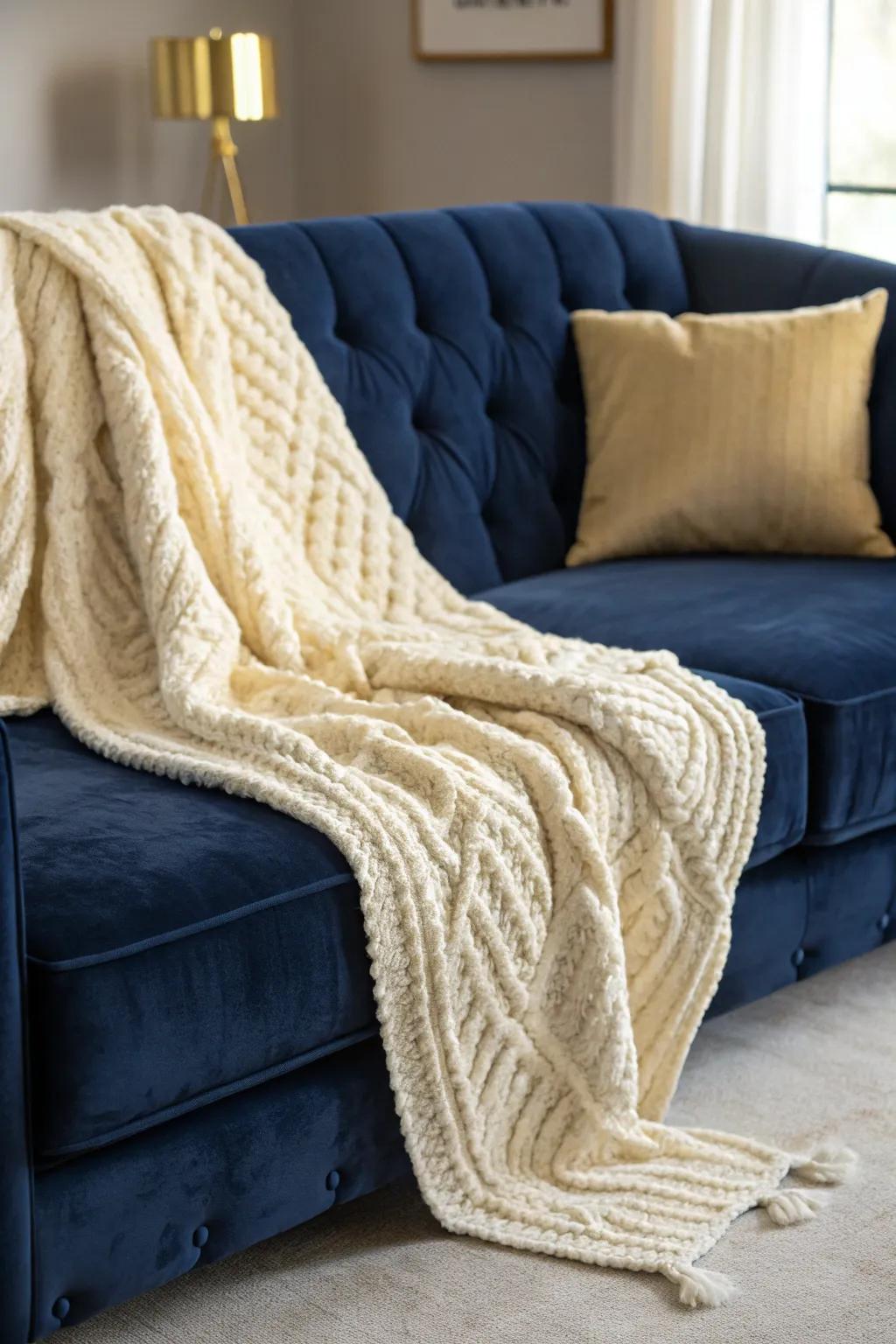 A comfortable seating space with superimposed textures for added richness.