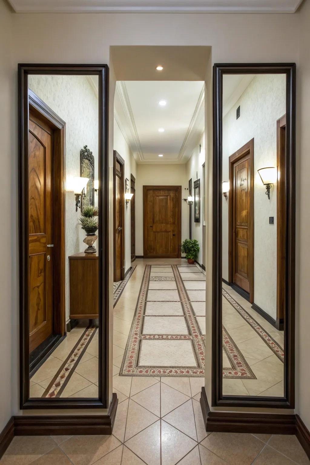 A pair of mirrors brings harmony and balance to any entryway.