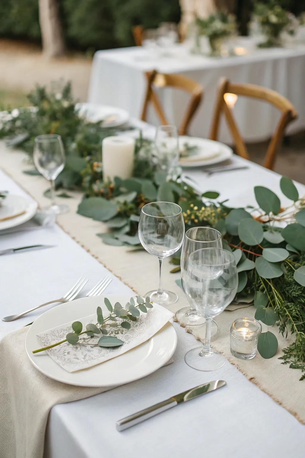 A charming table decoration with natural elements for a sophisticated look.