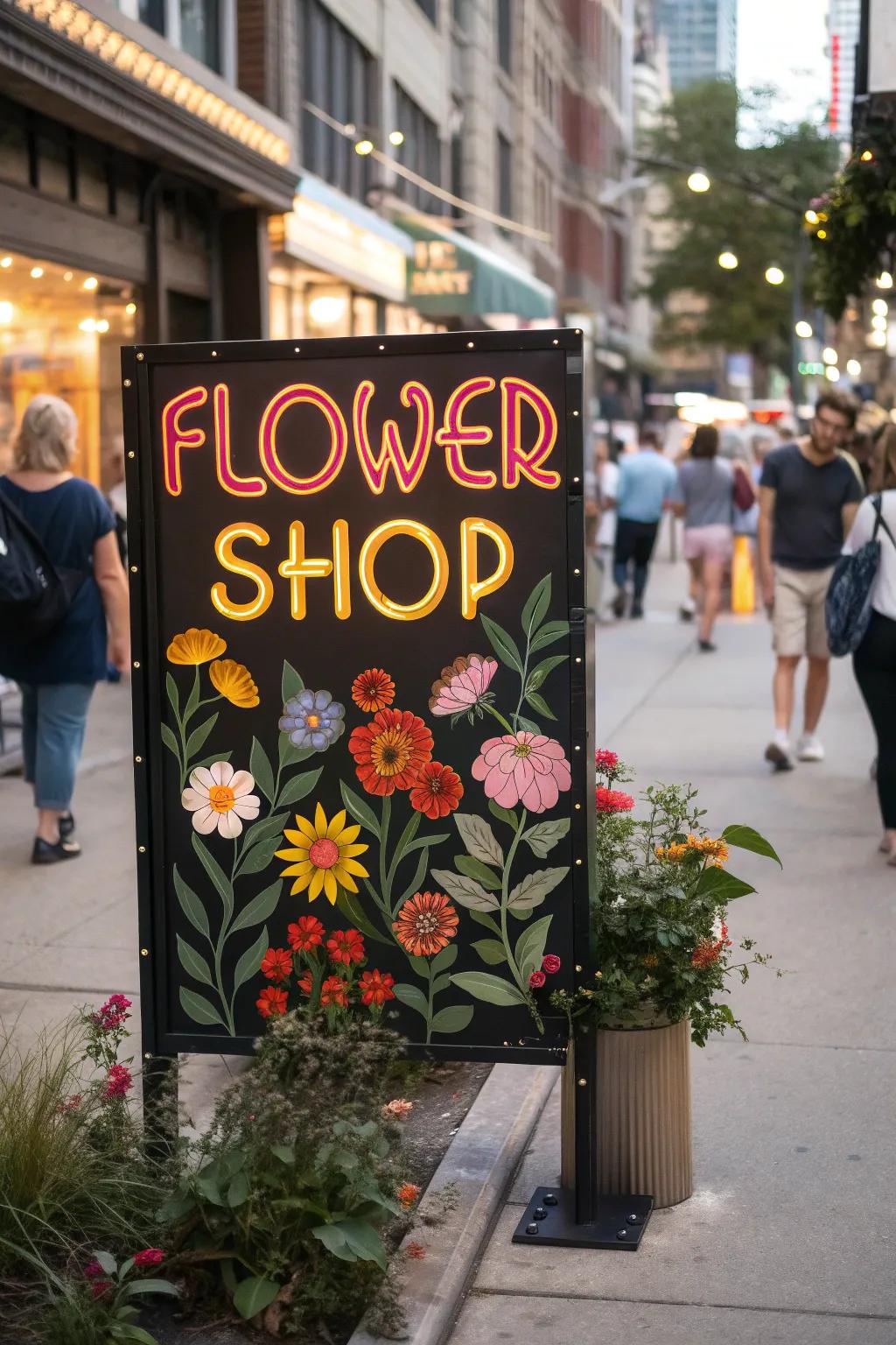 A colorful sign that captures attention from afar