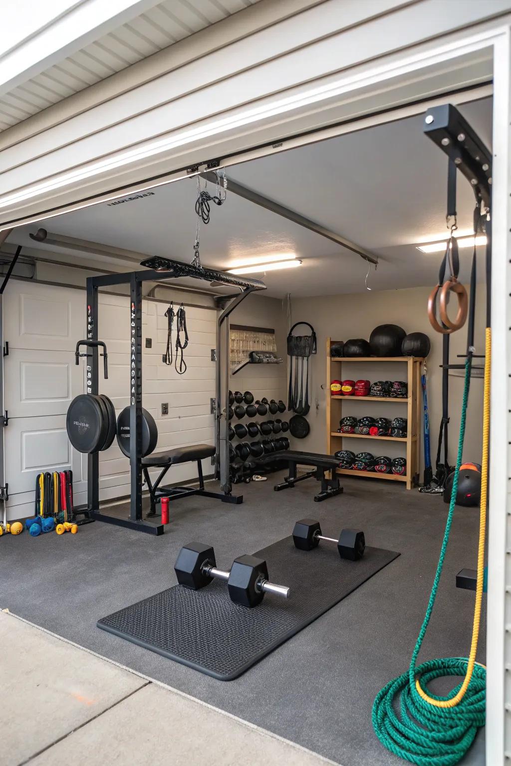 Create a convenient workout space with a garage home gym.