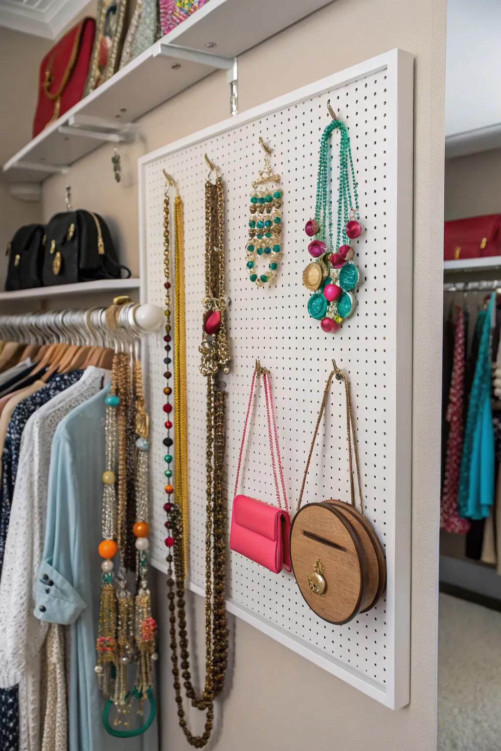 Pegboards offer a chic way to display your accessories.