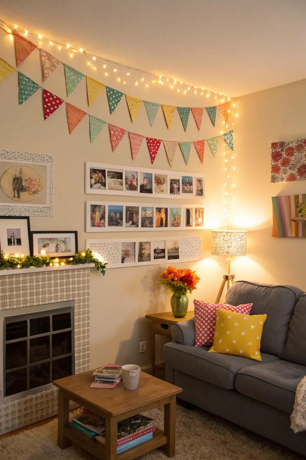 Garlands and banners add a festive touch to any graduation display.