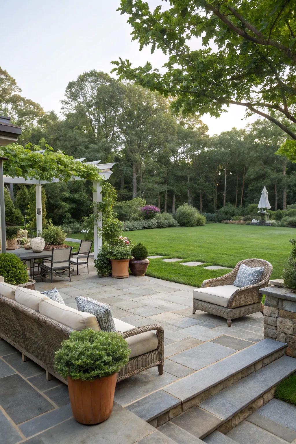 A well-crafted patio elevates your backyard's elegance and functionality.