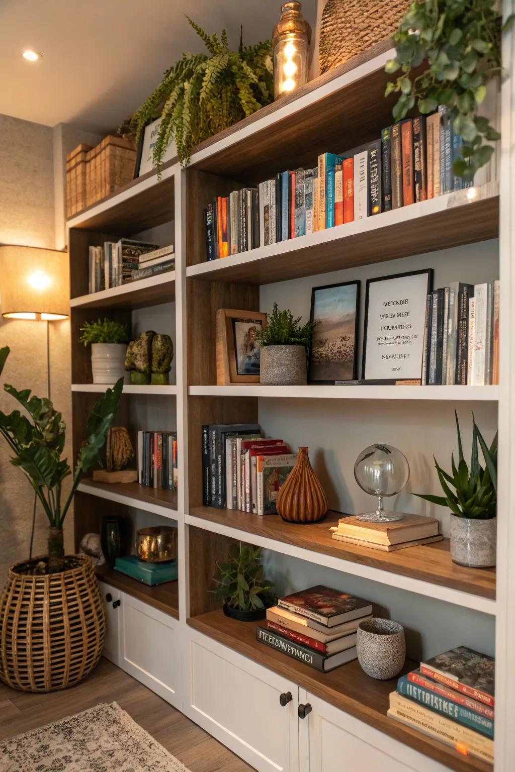 Well-curated shelves add character and charm.