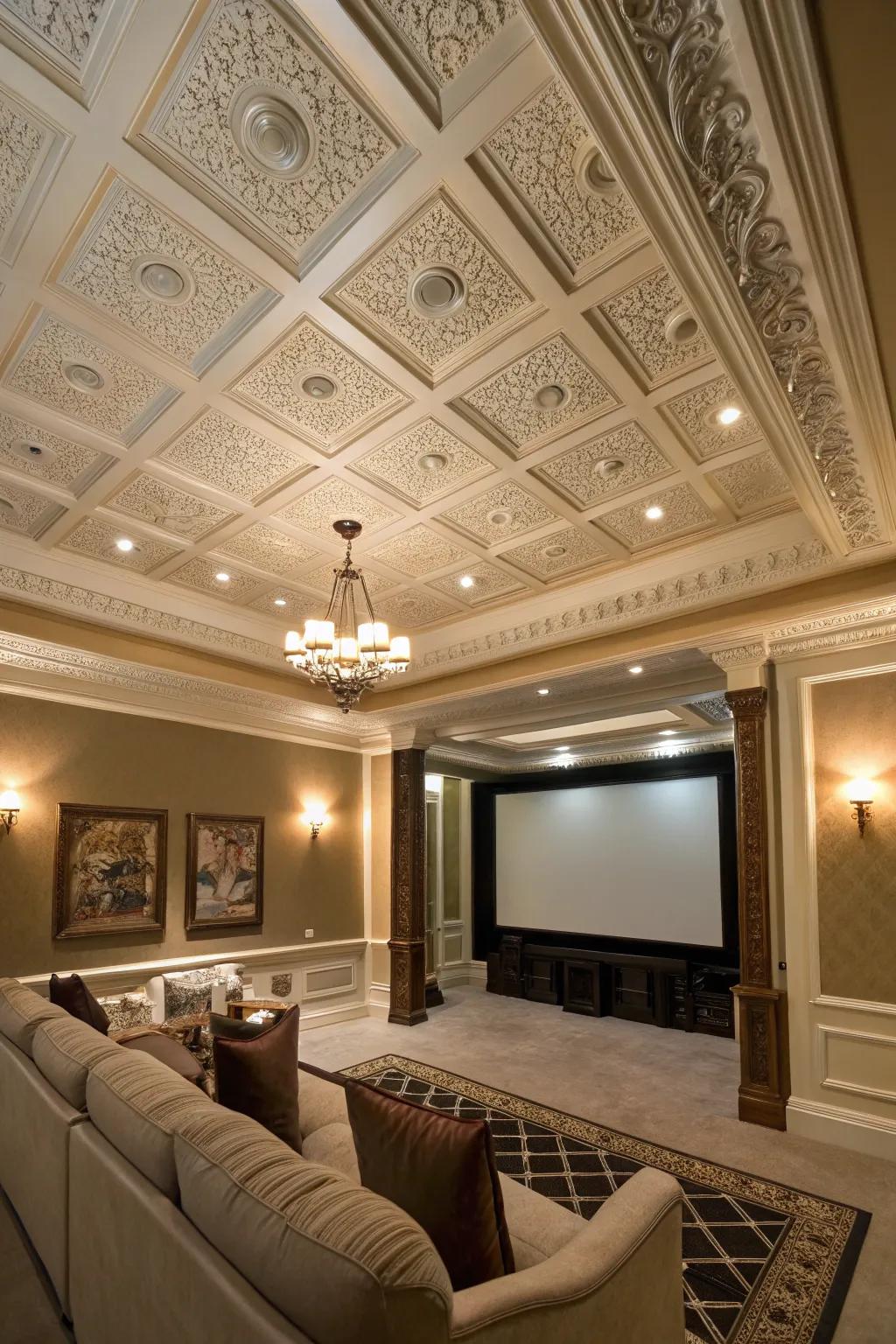 Introduce depth and panache through a coffered ceiling.