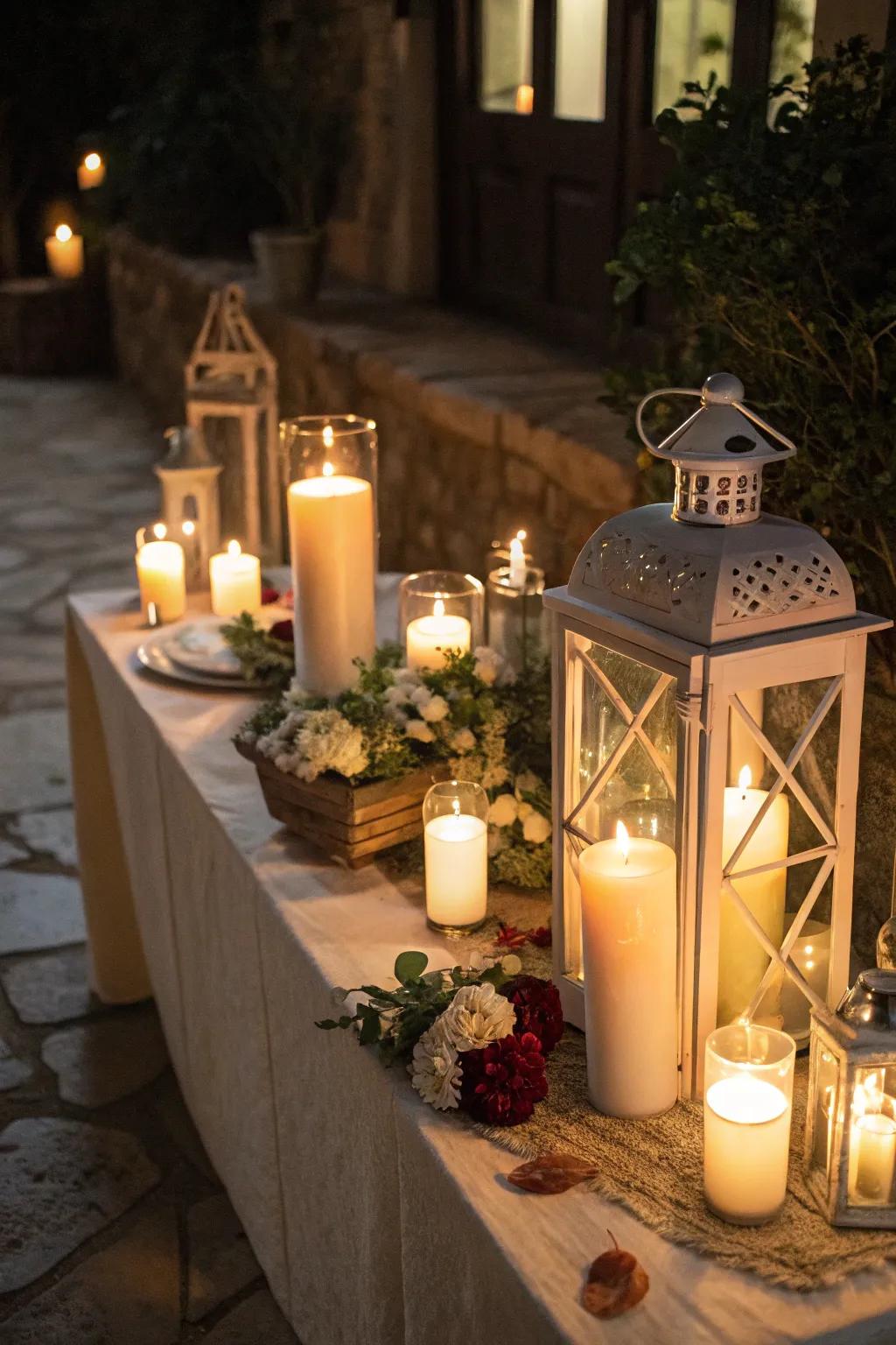 Candles and lanterns contribute a comforting ambiance to your celebration.