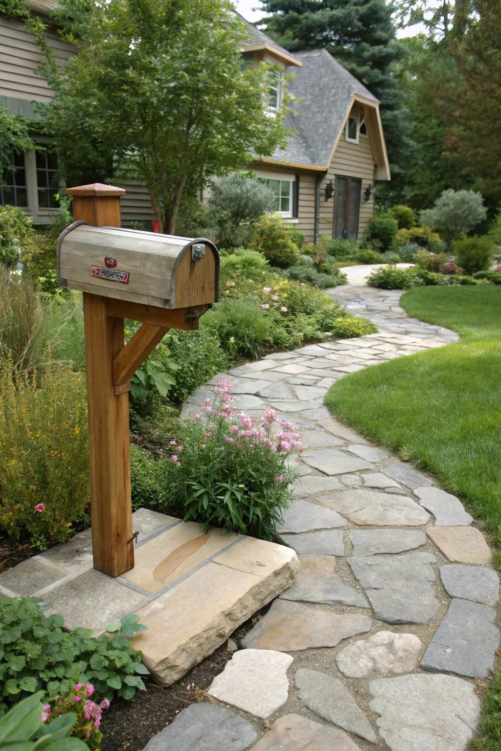 Create a seamless look by integrating your mailbox with a pathway.