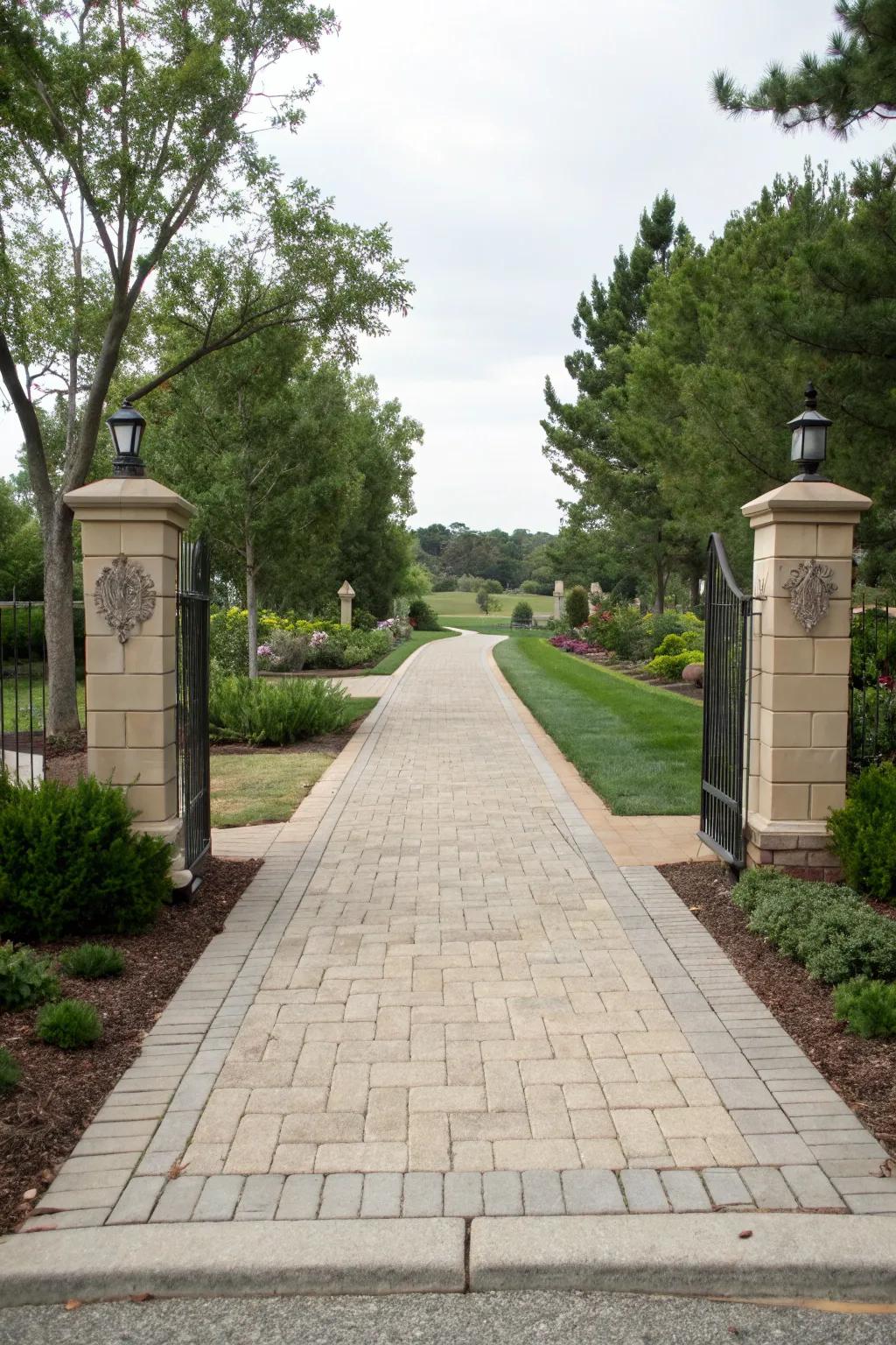 Chic pathways guiding guests to the entrance.