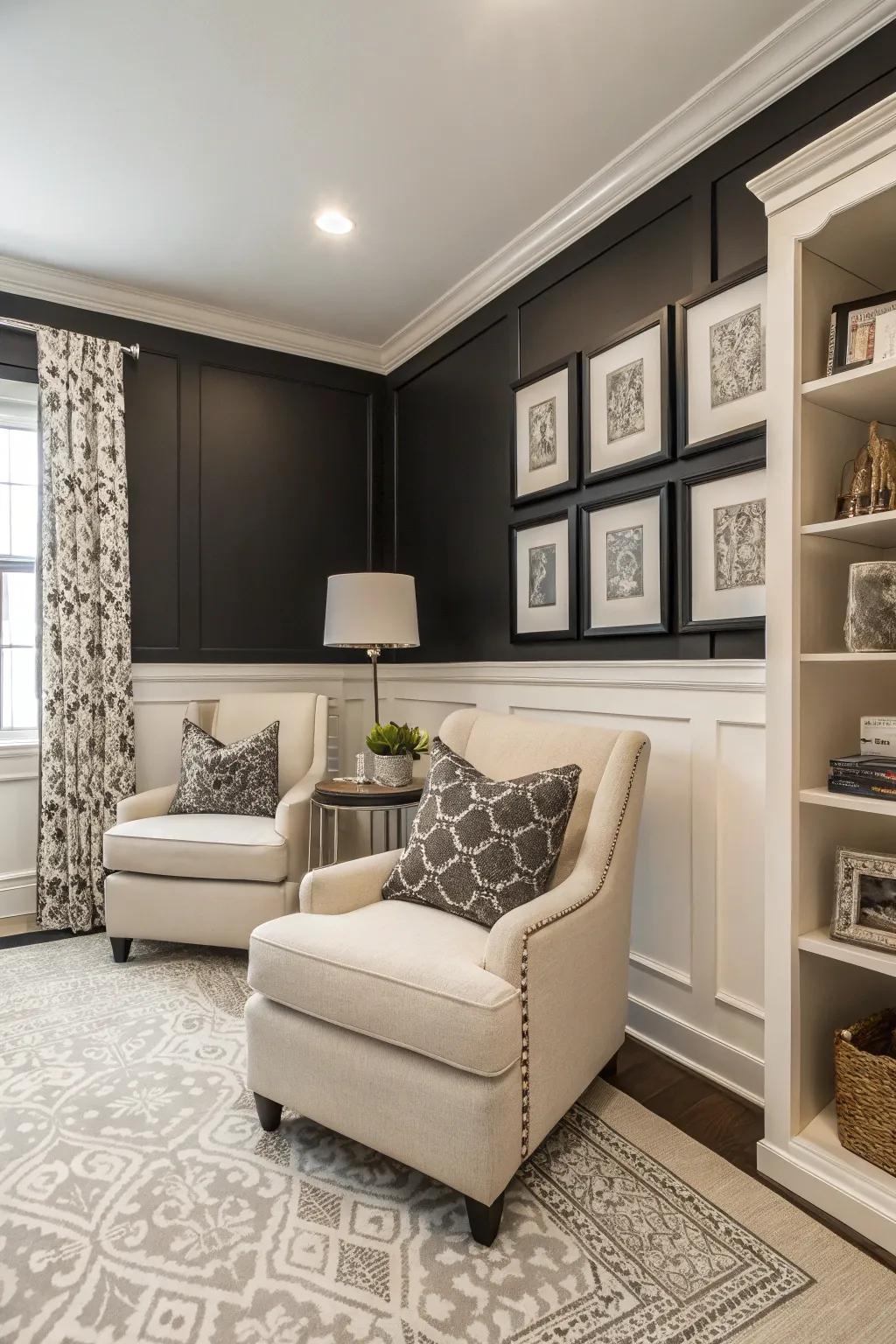 A monochrome color scheme can make a small space feel expansive and stylish.