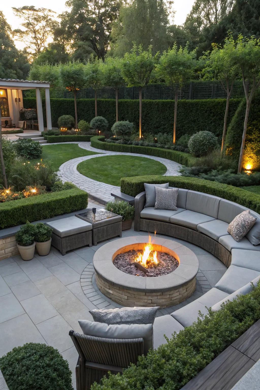 Fire elements create a warm and inviting atmosphere.