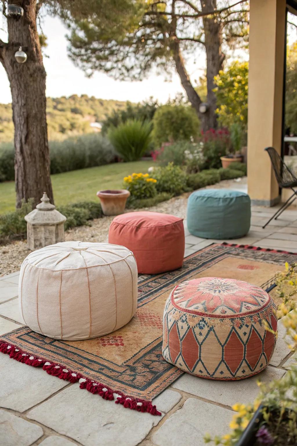Poufs offer adaptable and fashionable seating solutions.