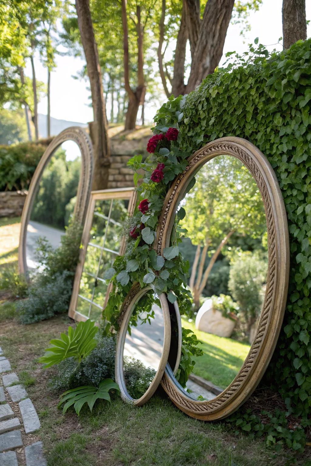 Outdoor mirrors create the illusion of more space.