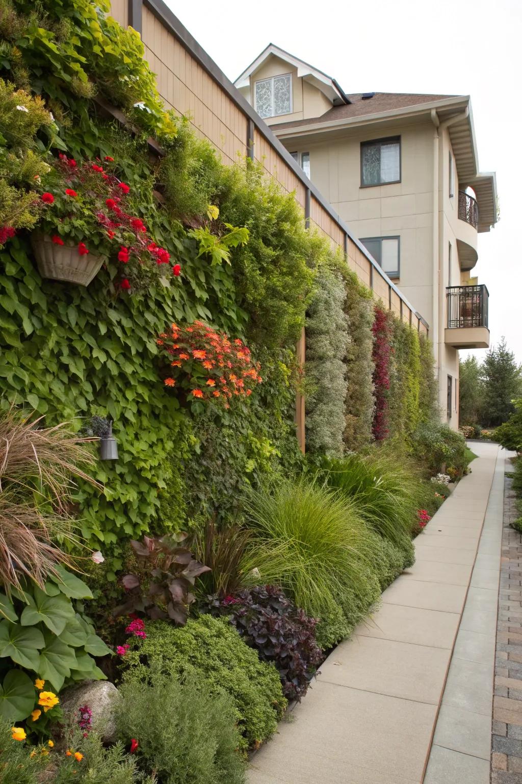 Living walls enhance beauty and air quality.