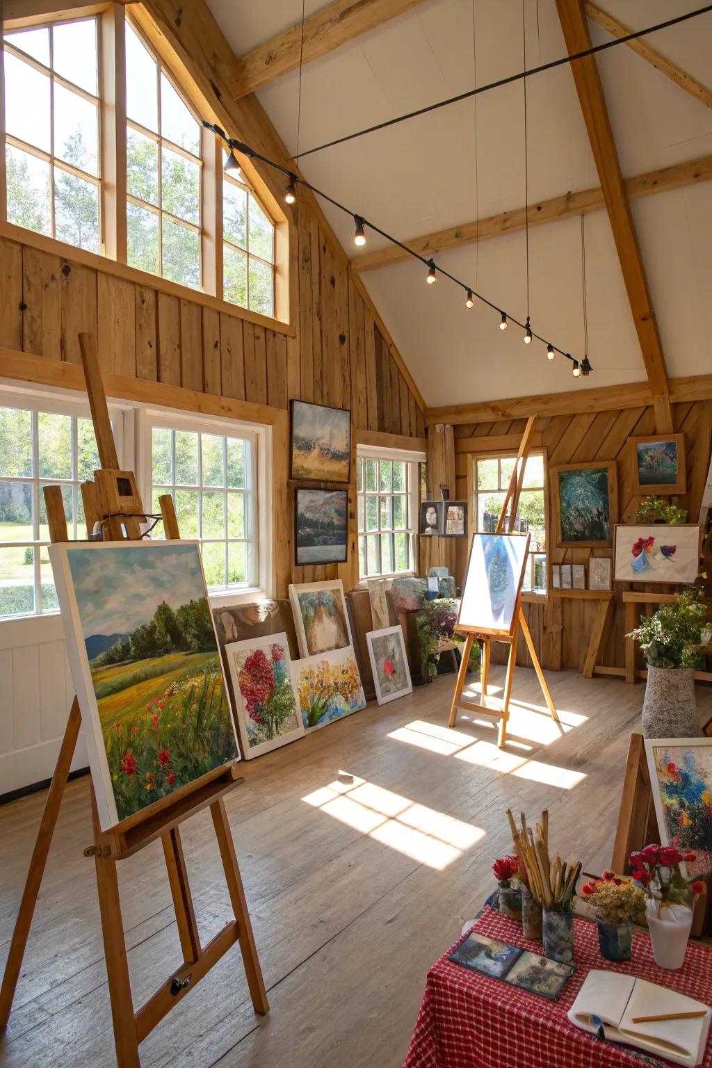 Let your creativity flow in a pole barn art studio.