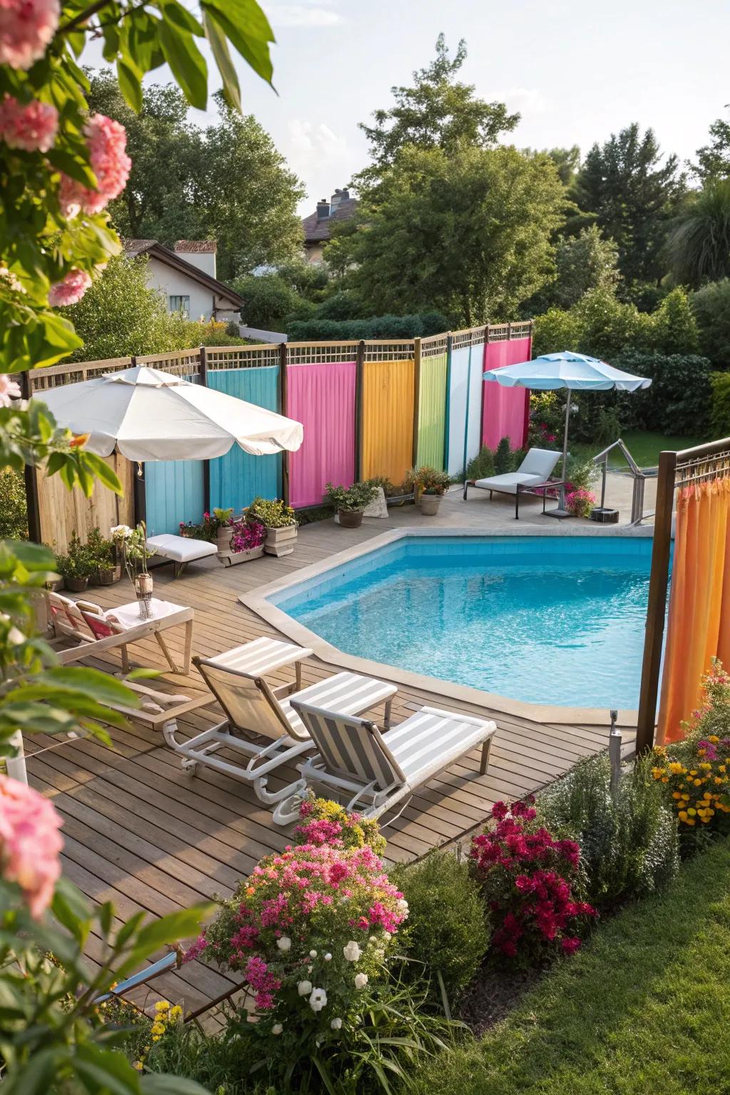 Privacy screens offer a versatile solution for poolside seclusion.