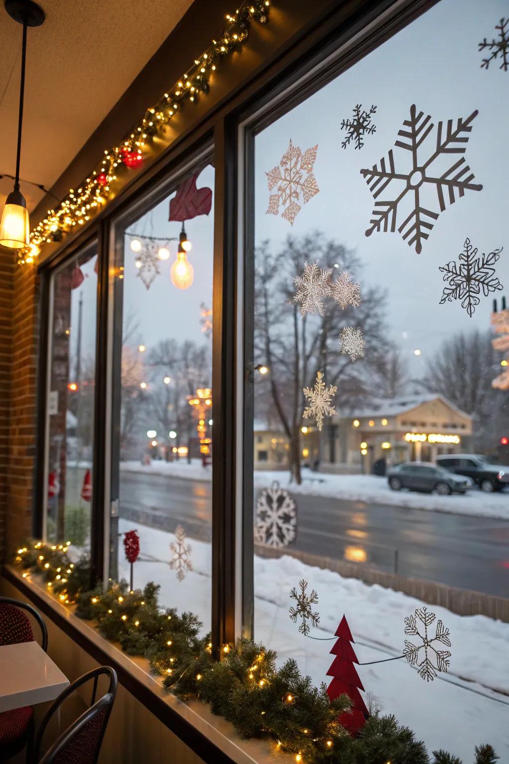 Windows that recount a celebratory narrative.