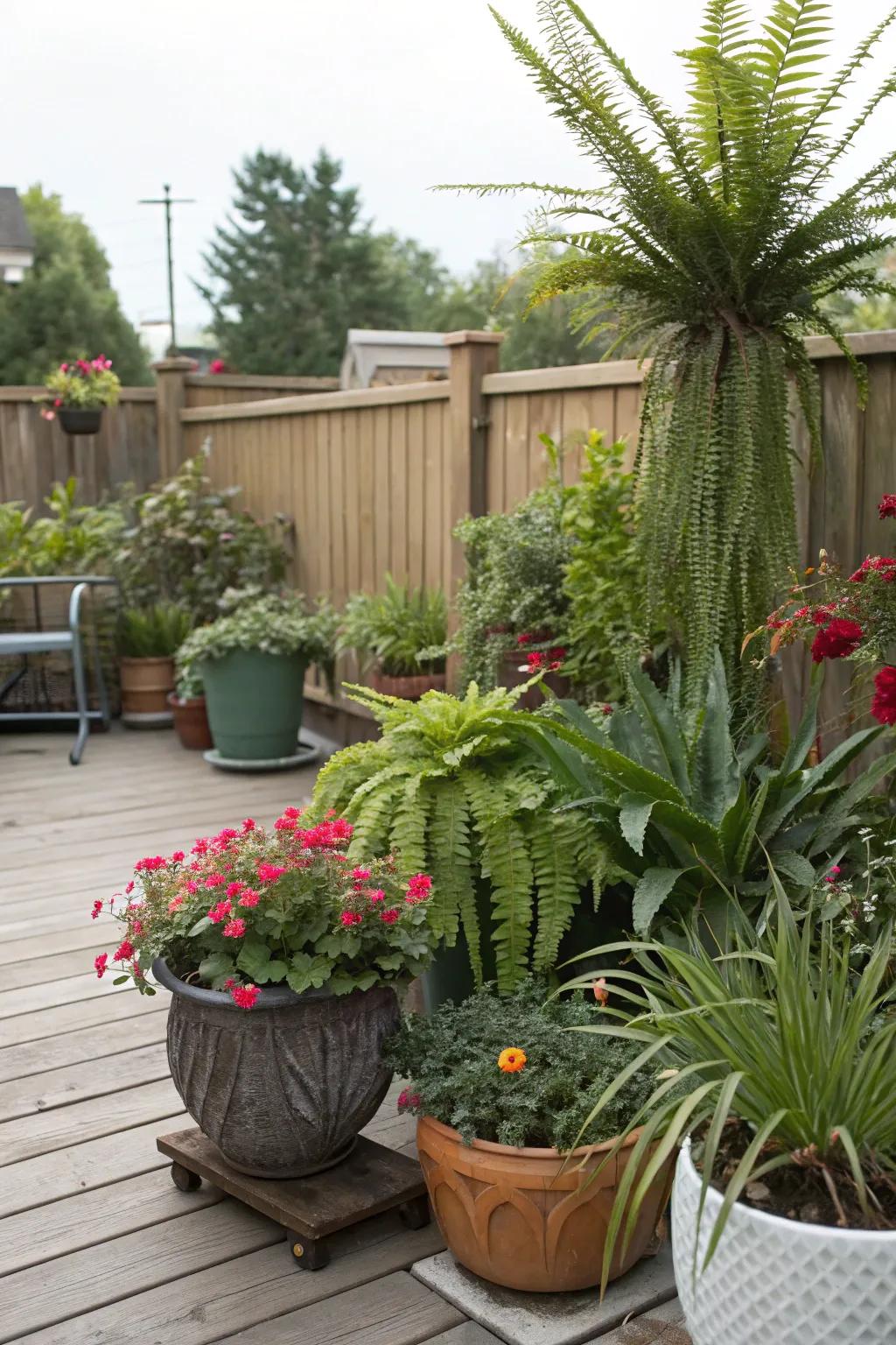 Decorative plants bring life and color to your deck.