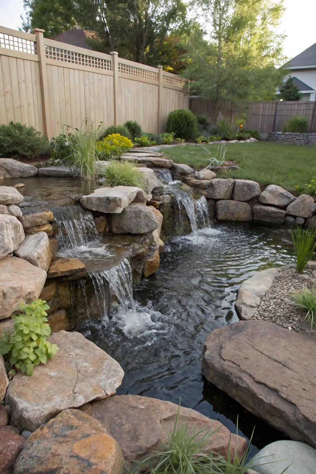 A pondless waterfall is a low-maintenance water feature that fits small spaces.