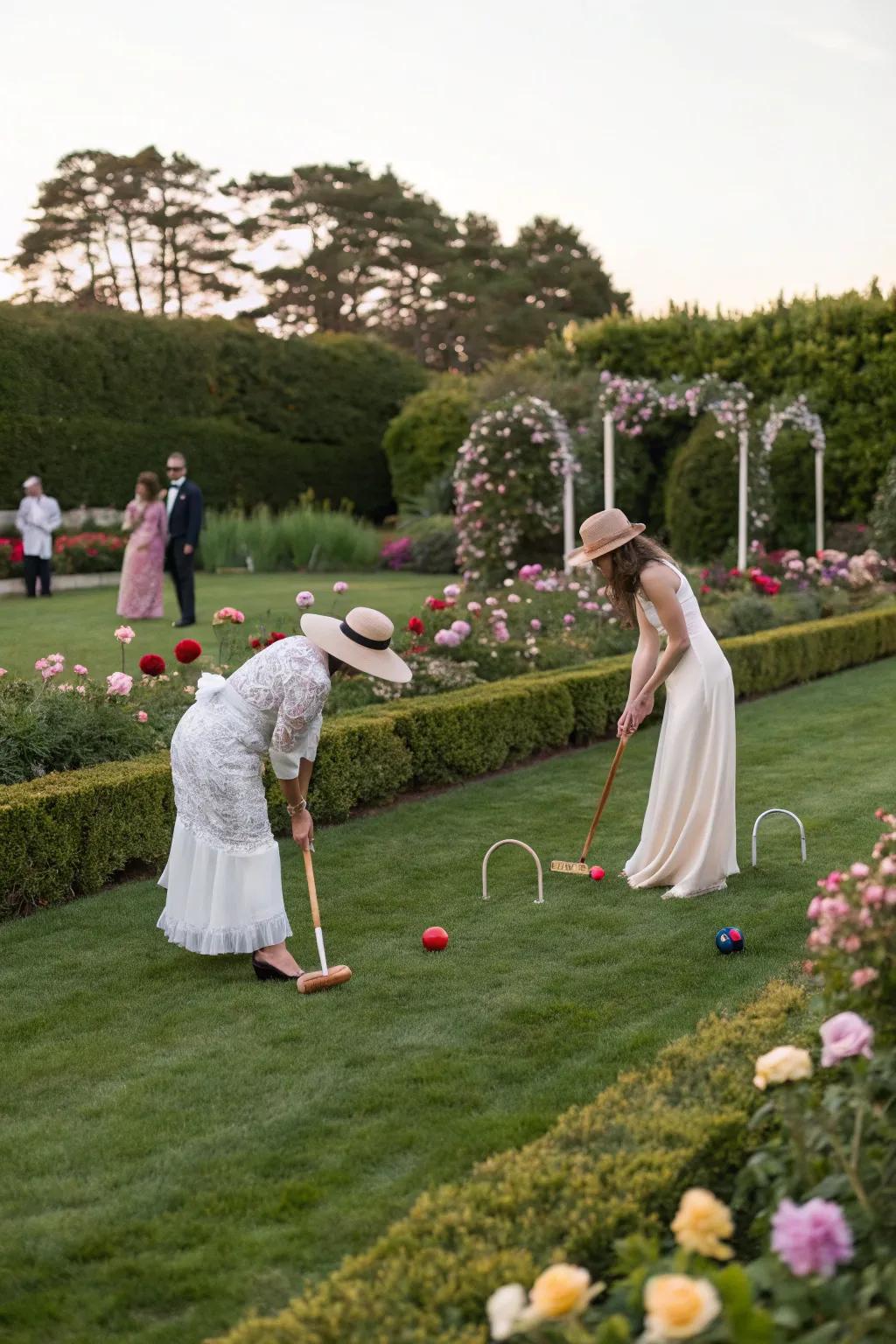 Introduce a playful element with traditional outdoor games.