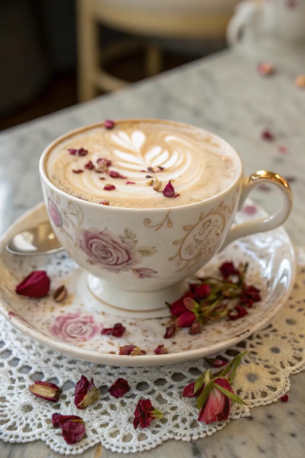 Vanilla Rose Latte: floral elegance in a cup