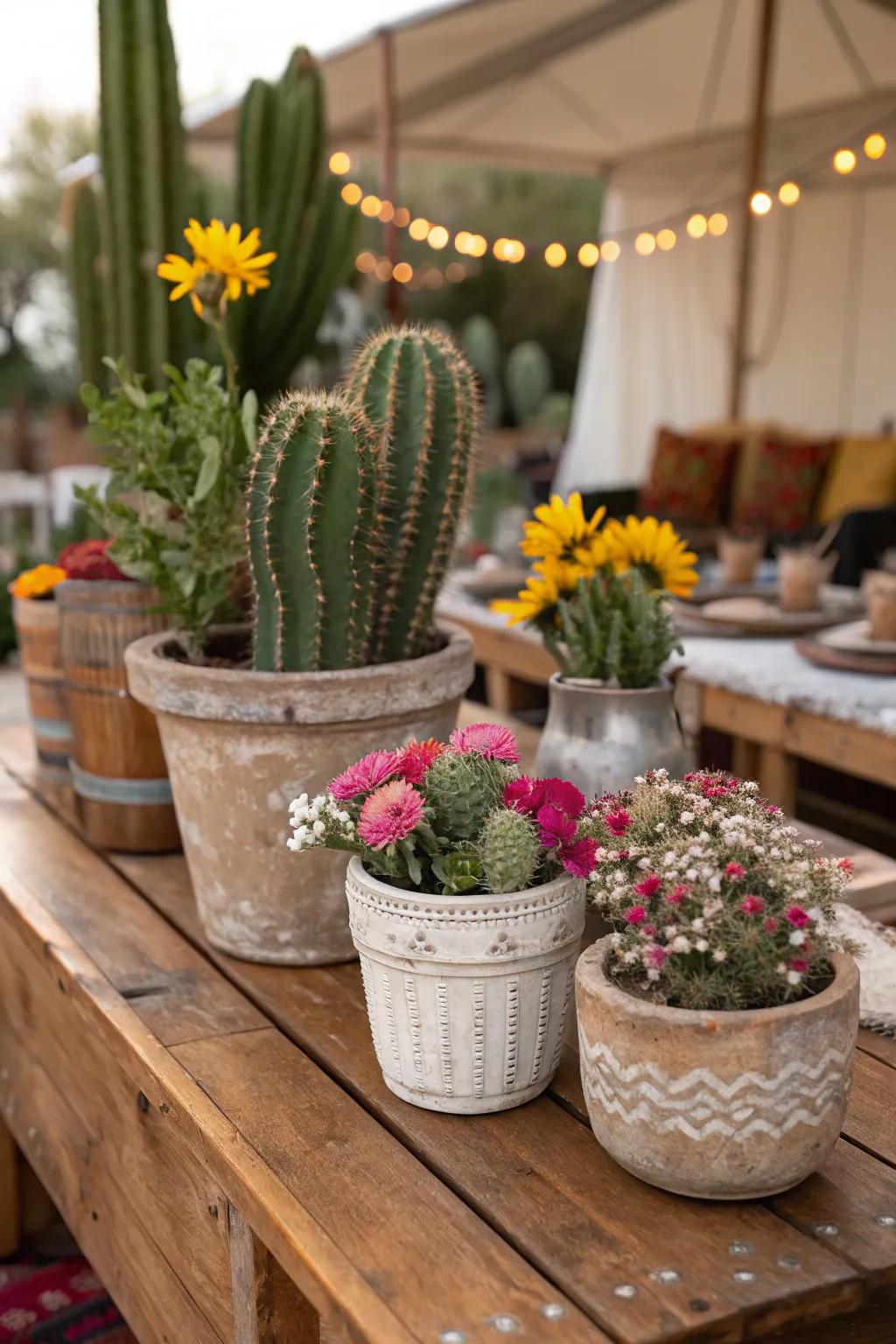 Cacti and wildflowers bring the desert's beauty indoors.