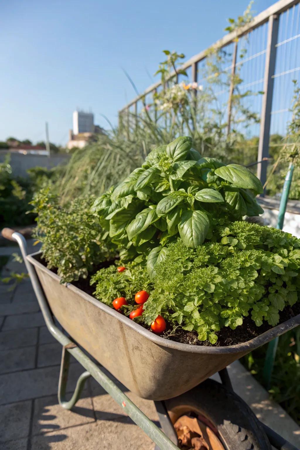 Grow your own edibles in a charming wheelbarrow garden.