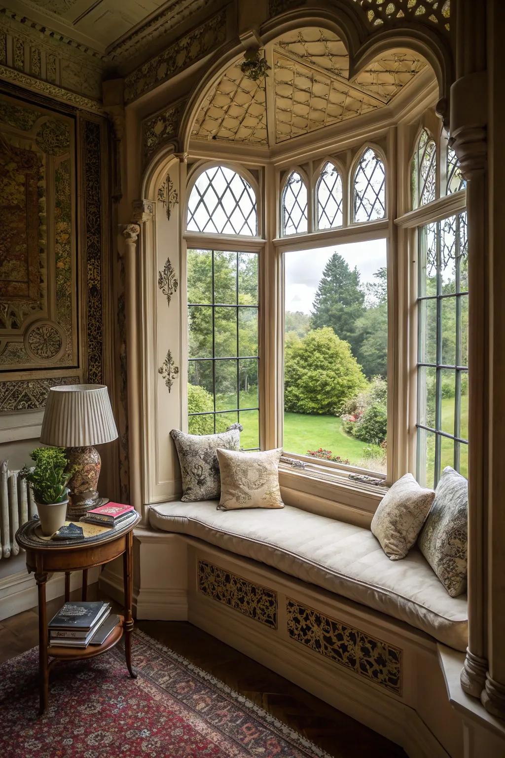 A bay window seat that takes advantage of unique architectural features.