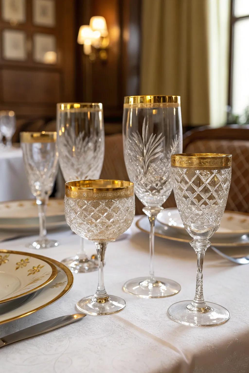 Stunning stemware accentuates the charm of your wine table.
