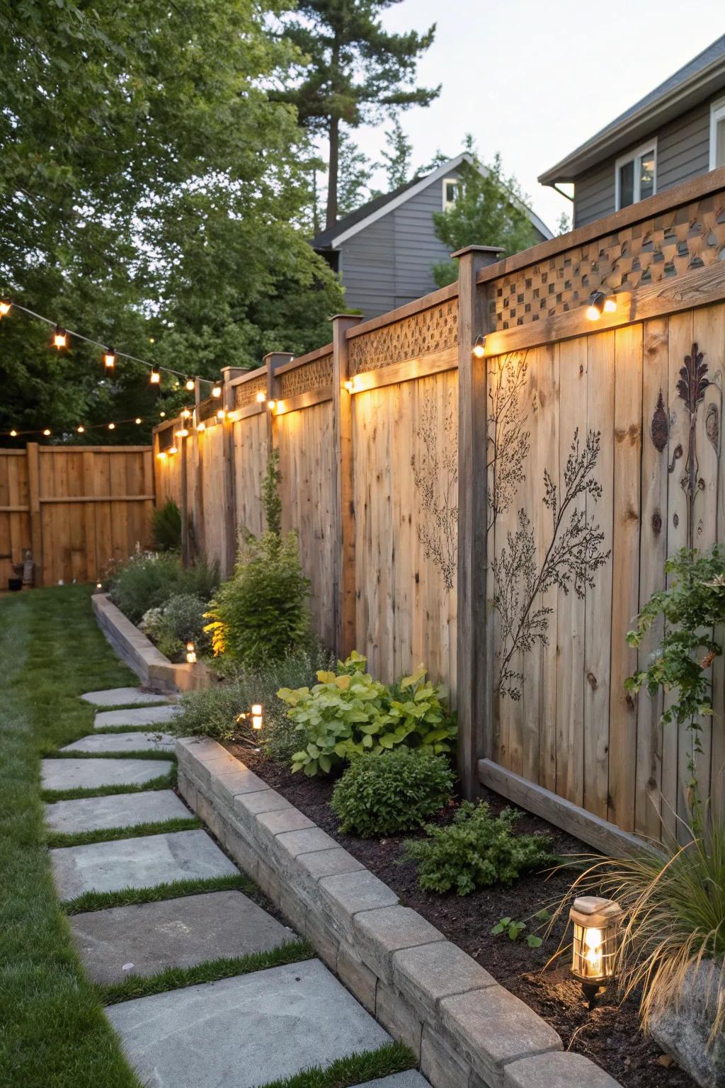 Decorative elements transform fences into stunning focal points.