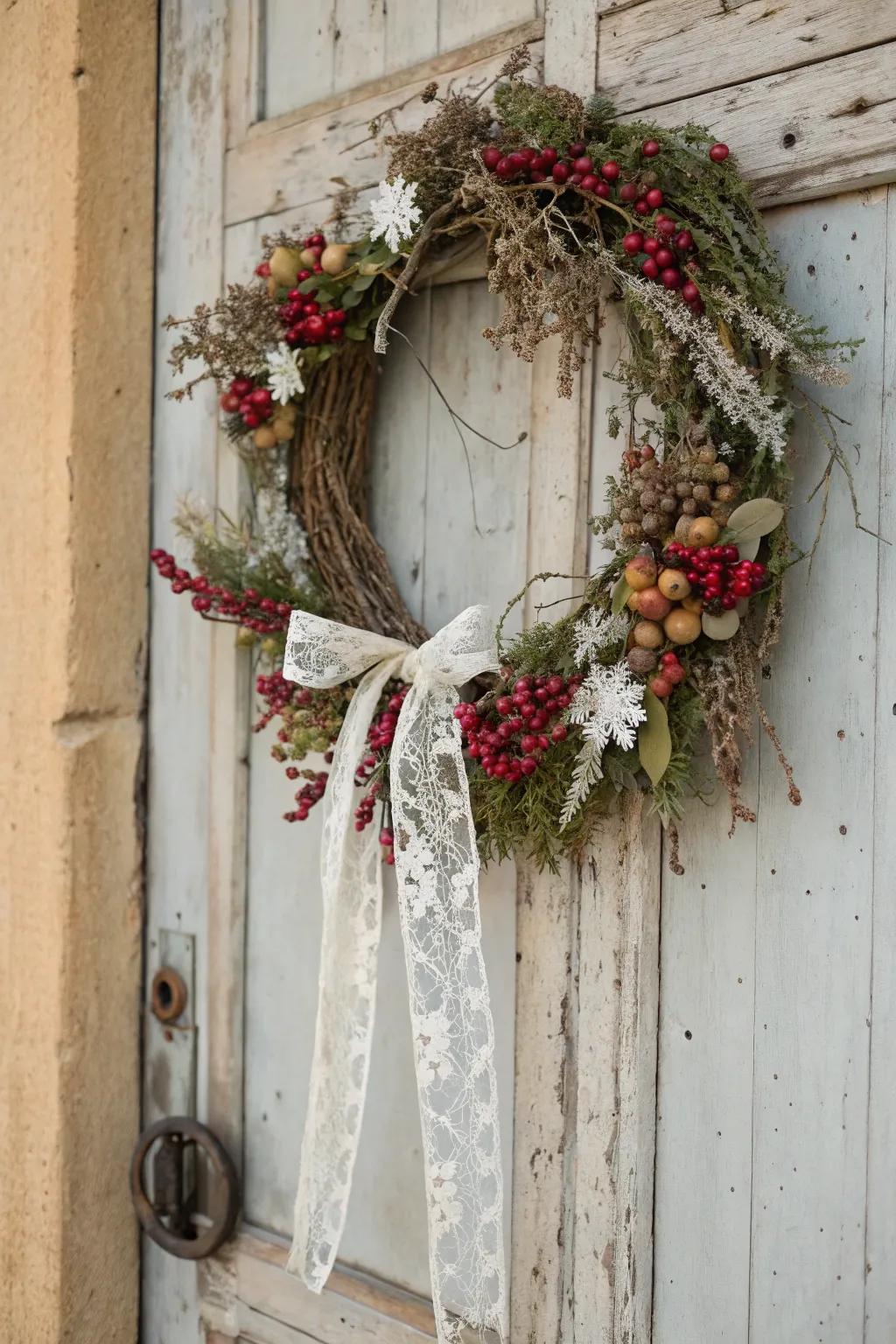 A wreath that whispers tales of Christmases long ago.