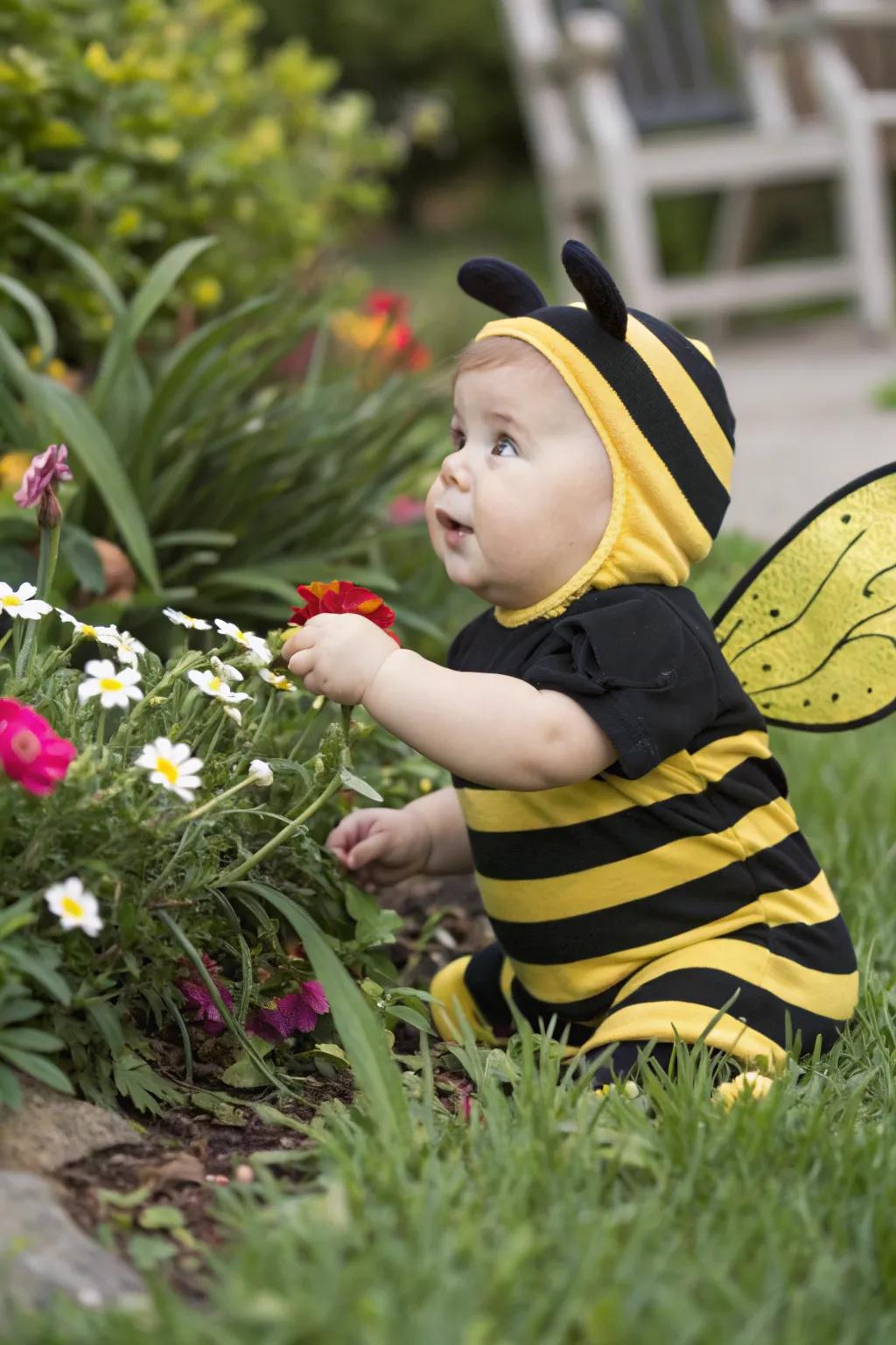Bumblebee costume overflowing with cuteness.