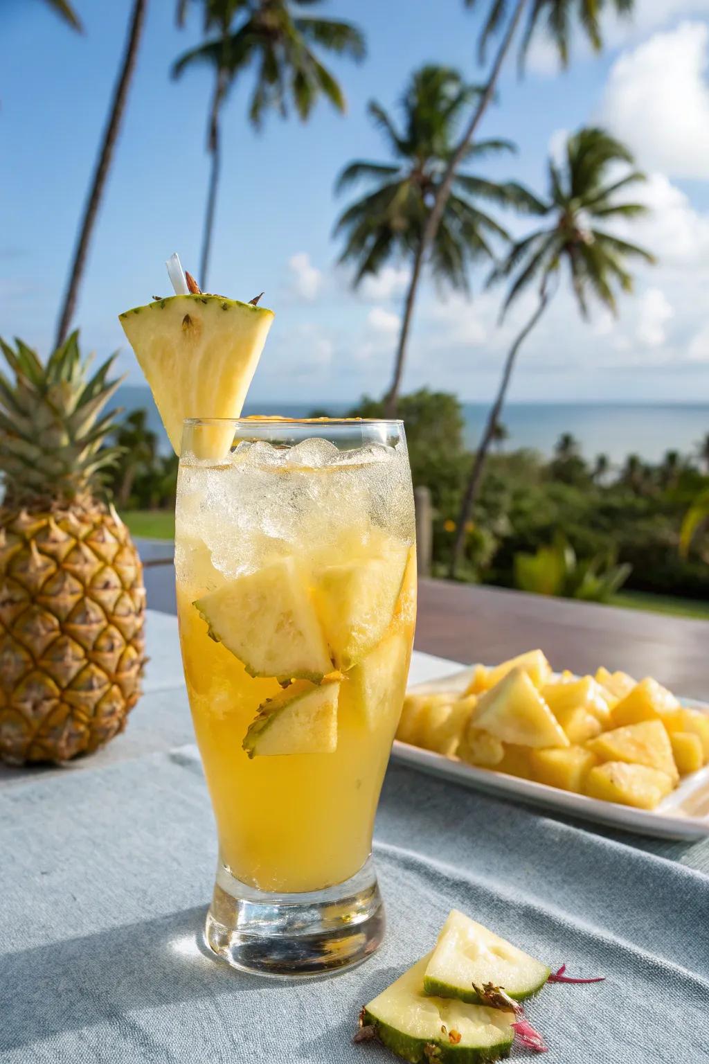 Pineapple adds a tropical vibe to apple cider punch.