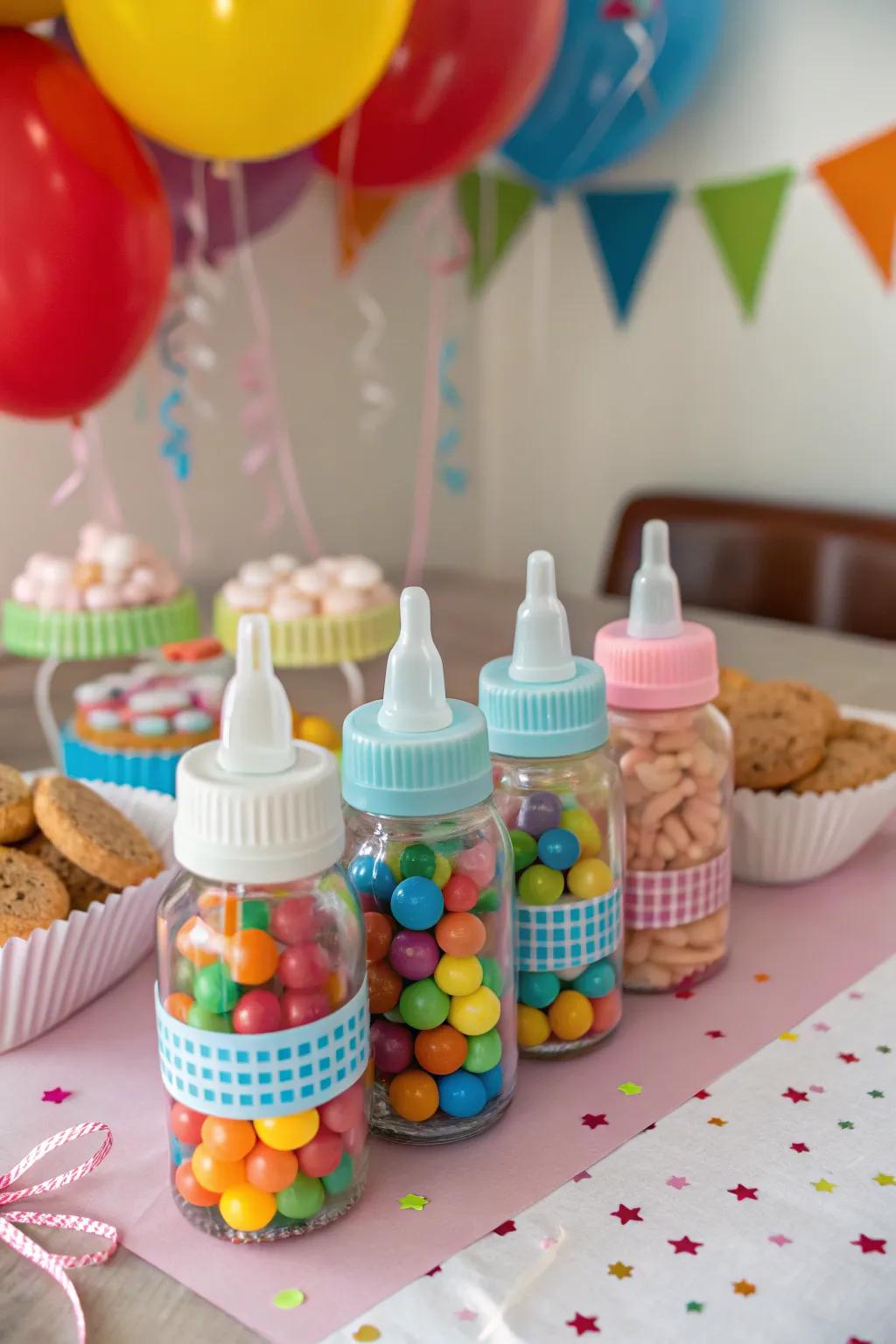 Baby bottles make adorable packaging for small treats.