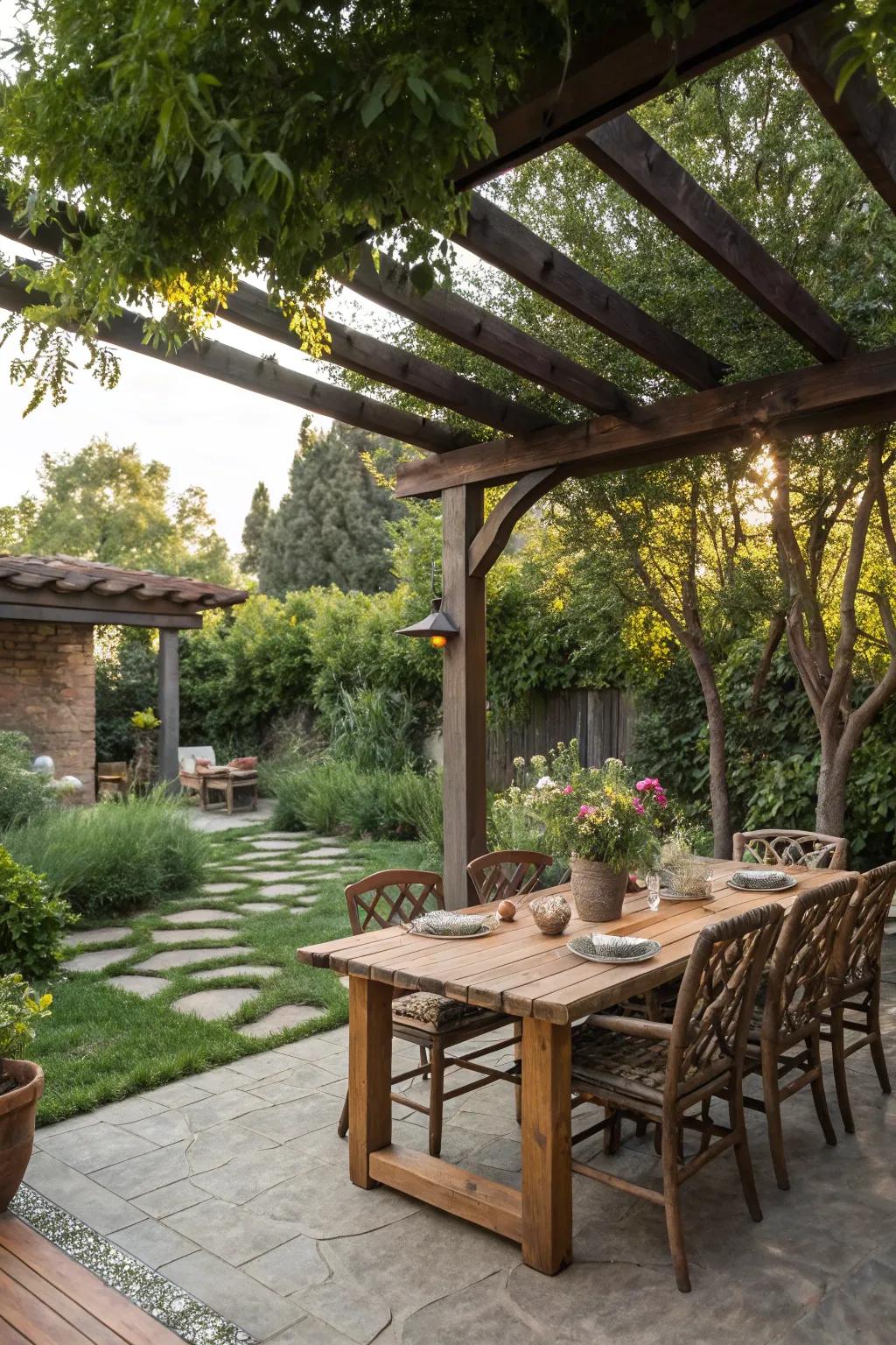 Enjoy meals under the open sky with a dedicated outdoor dining area.