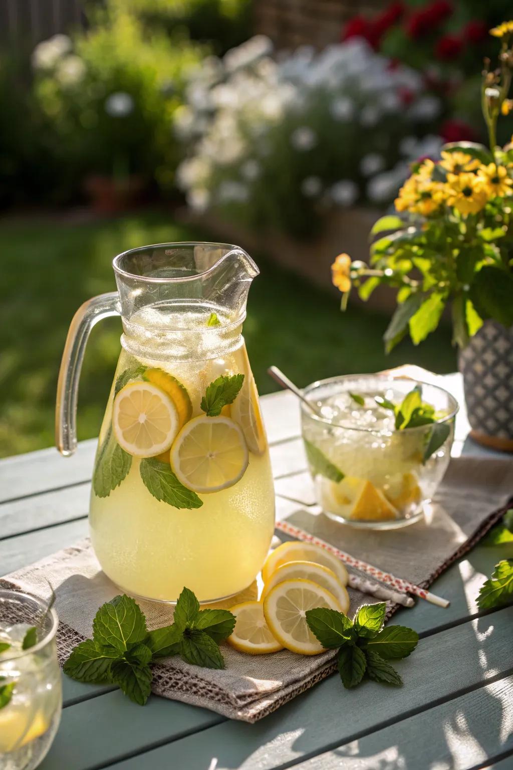 Refreshing honey lemonade with a fizzy twist.