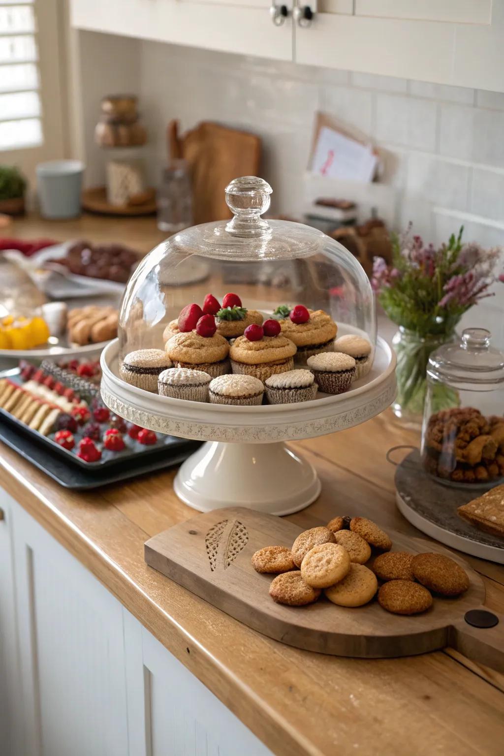Exhibit your sweet indulgences gracefully through an exquisite dome presentation.