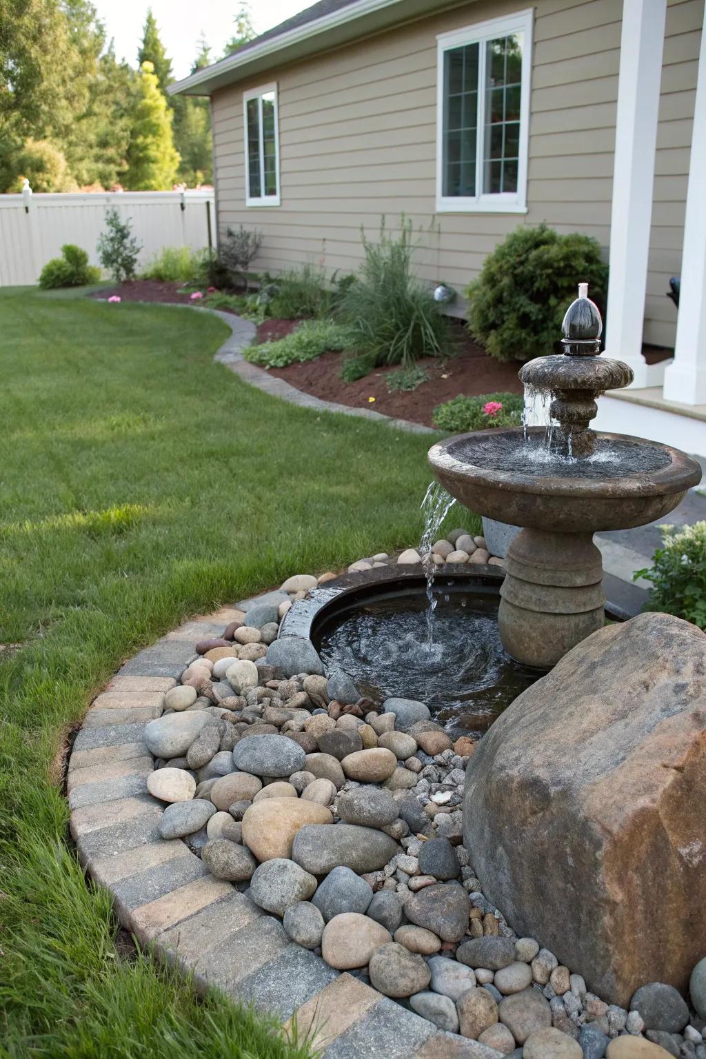 A water feature introduces an element of tranquility to any garden.