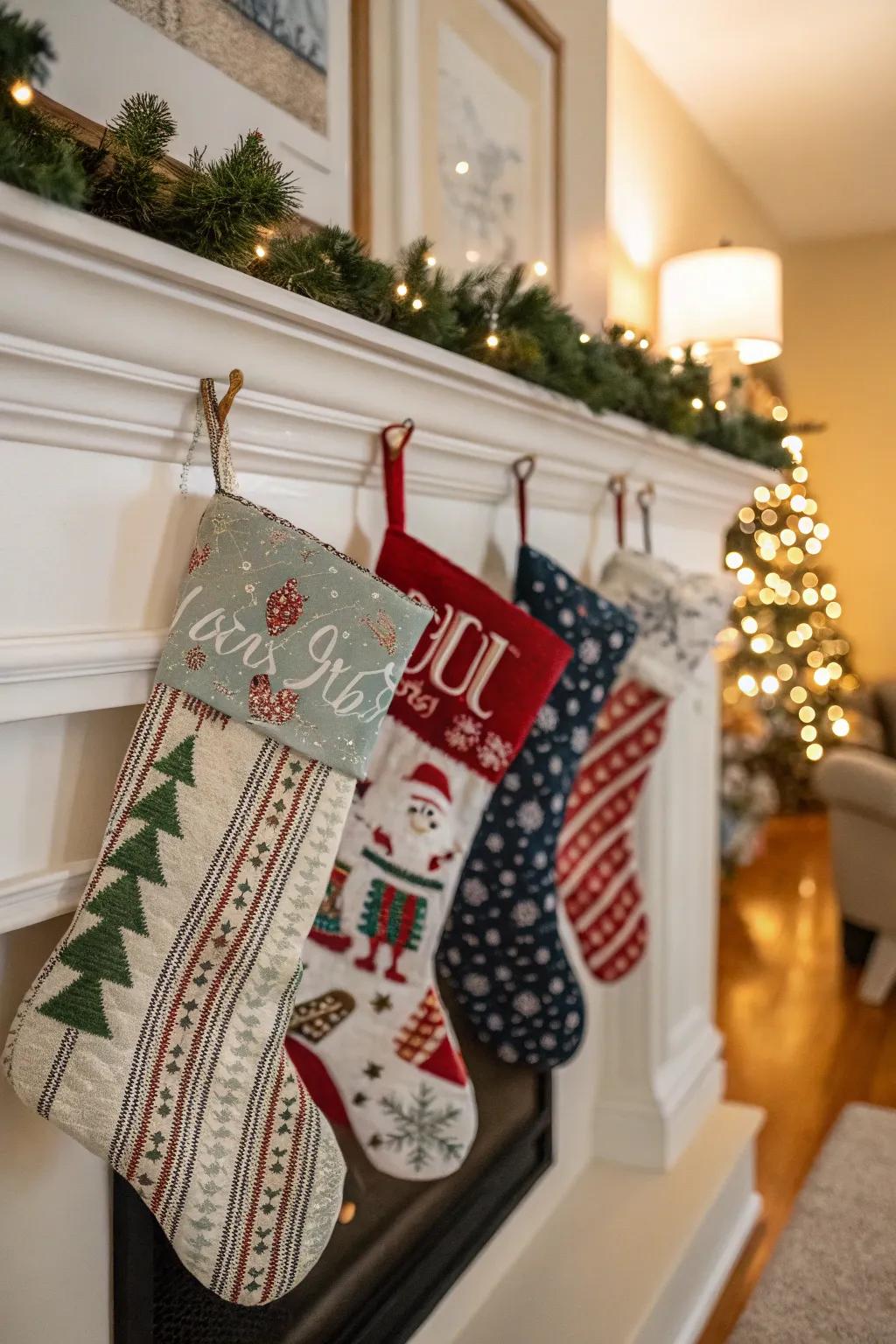 Personalized stockings ready for surprises.